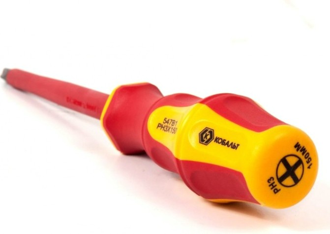 Отвертка крестовая диэлектрическая Кобальт 646-515 ultra grip ph-3х150 мм cr-v, двухкомпонентная руко