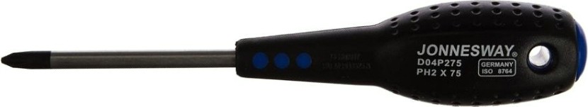 Отвертка крестовая JONNESWAY D04P275 FULL STAR, PH2 х 75 мм [047907]