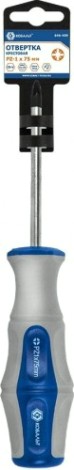 Отвертка крестовая Кобальт 646-409 ultra grip pz-1х75 мм cr-v, двухкомпонентная рукоя Отвертка крестовая Кобальт 646-409 ultra grip pz-1х75 мм cr-v, двухкомпонентная рукоя