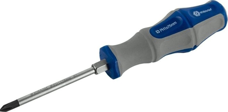 Отвертка крестовая Кобальт 646-584 ударная ultra grip ph-1x75 мм s2, двухкомпонентная