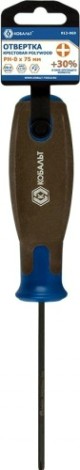 Отвертка крестовая Кобальт 912-069 polywood ph-0х75 мм cr-v, древесно-полимерная руко