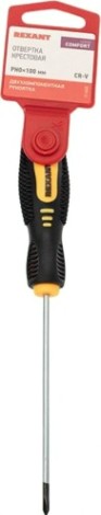 Отвертка крестовая REXANT PH 0х100 мм Cr-V двухкомпонентная рукоятка [12-6402]