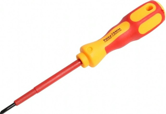 Отвертка крестовая REXANT PH0х75 мм диэлектрическая до 1000В [12-4715]