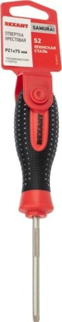 Отвертка крестовая REXANT PZ 1х75 мм S2 трехкомпонентная рукоятка [12-6414-1]