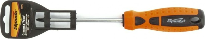 Отвертка крестовая Sparta "point", ph1х100 мм, crv, 2-х компонентная рукоятк [11775]