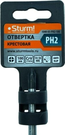 Отвертка крестовая Sturm 1040-03-PH2-100 ph2x100мм, магнит. наконечник Отвертка крестовая Sturm 1040-03-PH2-100 ph2x100мм, магнит. наконечник