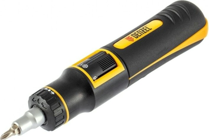 Отвертка с битами Denzel 7711601 реверсивная с револьверным механизмом, 9в1, сталь Отвертка с битами Denzel 7711601 реверсивная с револьверным механизмом, 9в1, сталь