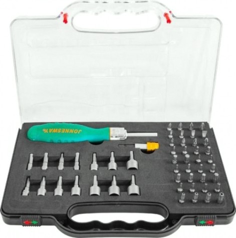 Отвертка с битами JONNESWAY DR0152S Рукоятка трещоточная в и насадками, 52 предмета [048820]