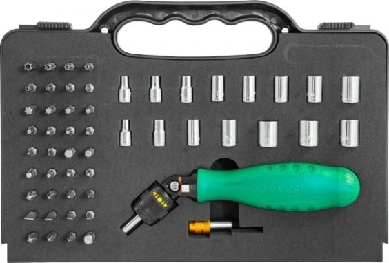 Отвертка с битами JONNESWAY DR0253S Рукоятка трещоточная с гибкой головкой в и головка [048821]