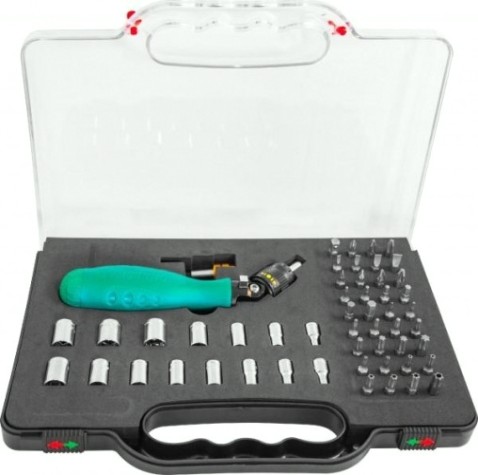 Отвертка с битами JONNESWAY DR0253S Рукоятка трещоточная с гибкой головкой в и головка [048821]