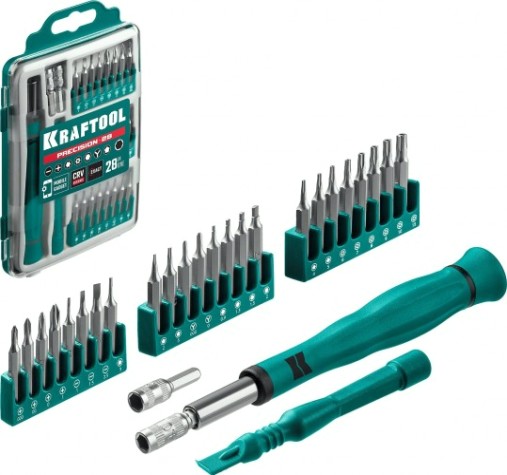 Отвертка с битами KRAFTOOL Precision-28 для точных работ 28 предм. [25677]
