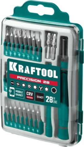 Отвертка с битами KRAFTOOL Precision-28 для точных работ 28 предм. [25677]