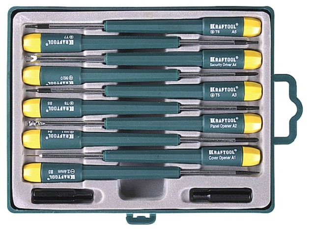 Отвертка с битами KRAFTOOL X-Telecom набор для точных работ и телекоммуникационного обо [25616-H12]