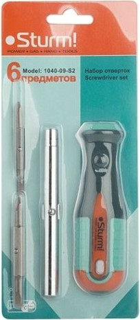 Отвертка с битами Sturm 1040-09-S2 4 в 1 магнит. наконечник,твердость 58 hrc Отвертка с битами Sturm 1040-09-S2 4 в 1 магнит. наконечник,твердость 58 hrc