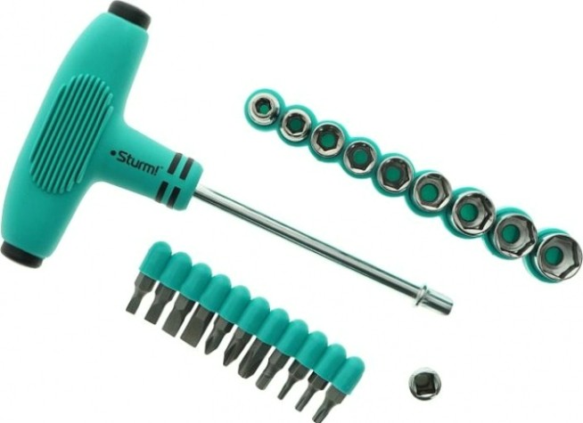Отвертка с битами Sturm 1040-09-S21 21пред, маг. након., эргоном.т-образная ручка