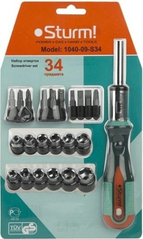 Отвертка с битами Sturm 1040-09-S34 34 пред., магнит. након., 58 hrc