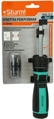 Отвертка с битами Sturm 1040-19-5 реверсивная 5x drive