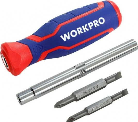 Отвертка с битами WORKPRO WP221046 6-в-1 Отвертка с битами WORKPRO WP221046 6-в-1