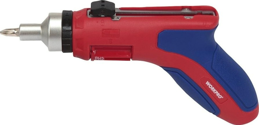 Отвертка с битами WORKPRO WP221048 multi пистолетная с трещоткой