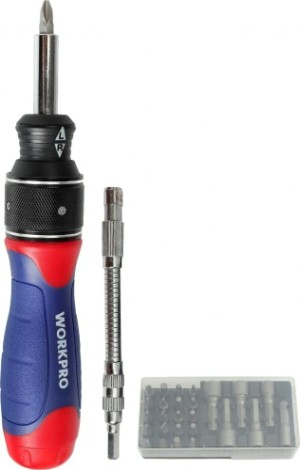 Отвертка с битами WORKPRO WP221052 2x drive с трещоткой (29 предметов)