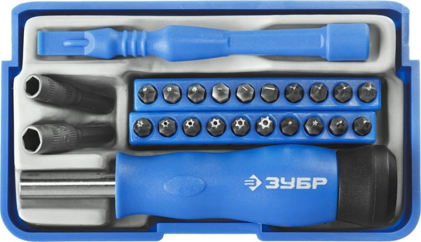 Отвертка с битами ЗУБР ПРОФЕССИОНАЛ для точных работ и мобильных устройств 24 предм., [25648-H24]