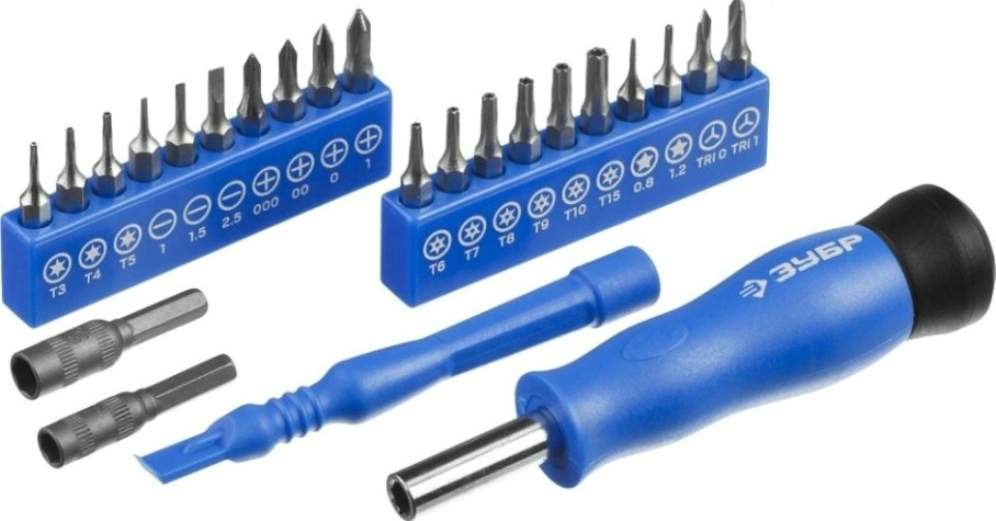 Отвертка с битами ЗУБР ПРОФЕССИОНАЛ для точных работ и мобильных устройств 24 предм., [25648-H24]