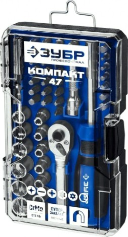 Отвертка с битами ЗУБР ПРОФЕССИОНАЛ компакт-47 набор: с насадками 47 шт [25283-H47_z01]