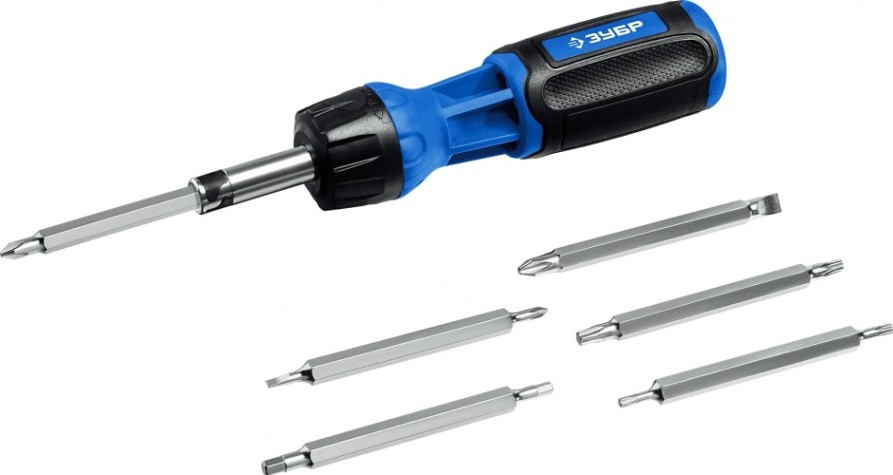 Отвертка с битами ЗУБР Профессионал-Р12 реверсивная [25169]