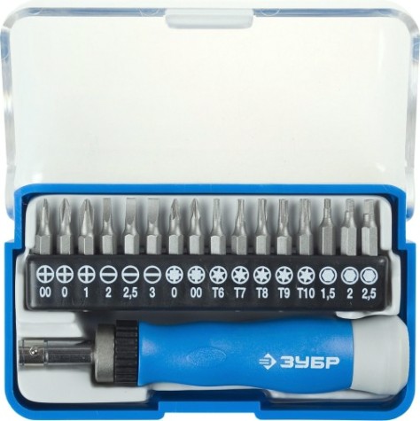 Отвертка с насадками ЗУБР Т-17 реверсивная для точных работ, 17 предметов [25626-H17_z01]