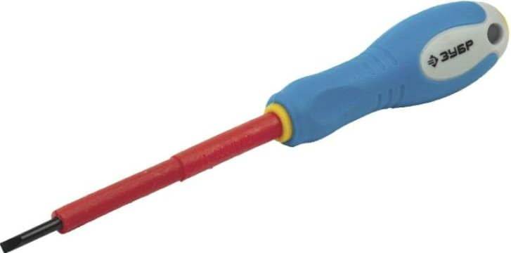 Отвертка шлицевая диэлектрическая ЗУБР "ПРОФИ ЭЛЕКТРИК" VDE 1000 V 6.5 х 150 мм 25261-6.5-150 [25261-6.5-150_]