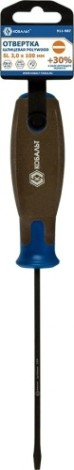 Отвертка шлицевая Кобальт 911-987 polywood sl 3,0х100 мм cr-v, древесно-полимерная р