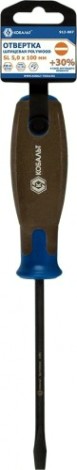 Отвертка шлицевая Кобальт 912-007 polywood sl 5,0х100 мм cr-v, древесно-полимерная р