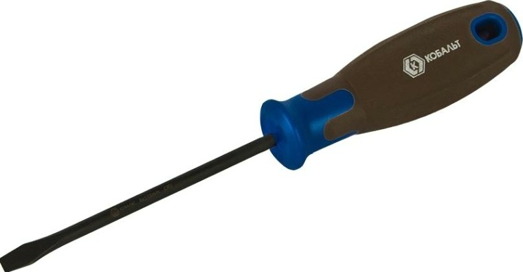 Отвертка шлицевая Кобальт 912-007 polywood sl 5,0х100 мм cr-v, древесно-полимерная р