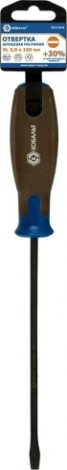 Отвертка шлицевая Кобальт 912-014 polywood sl 5,0х150 мм cr-v, древесно-полимерная р