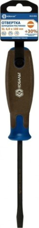 Отвертка шлицевая Кобальт 912-021 polywood sl 6,0х100 мм cr-v, древесно-полимерная р