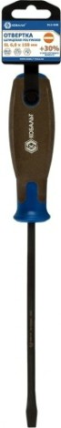 Отвертка шлицевая Кобальт 912-038 polywood sl 6,0х150 мм cr-v, древесно-полимерная р