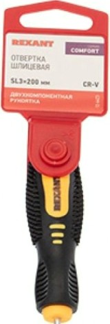Отвертка шлицевая REXANT SL 3х200 мм Cr-V двухкомпонентная рукоятка [12-6423]