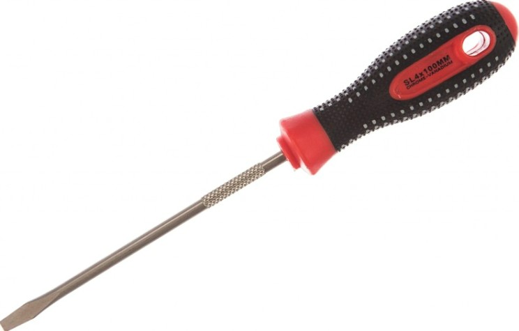Отвертка шлицевая REXANT SL 4х100 мм S2 трехкомпонентная рукоятка [12-6424-1]