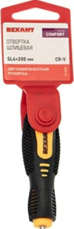 Отвертка шлицевая REXANT SL 4х200 мм Cr-V двухкомпонентная рукоятка [12-6426]