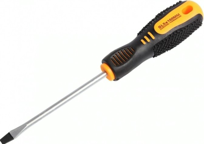 Отвертка шлицевая REXANT SL 5х100 мм Cr-V двухкомпонентная рукоятка [12-4722]