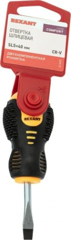 Отвертка шлицевая REXANT SL 5х40 мм Cr-V двухкомпонентная рукоятка [12-6435]