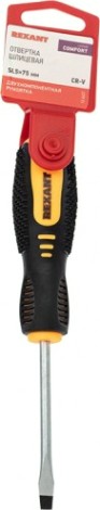 Отвертка шлицевая REXANT SL 5х75 мм Cr-V двухкомпонентная рукоятка [12-6427]