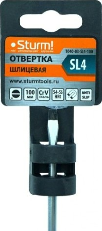 Отвертка шлицевая Sturm 1040-03-SL4-100 магнит. наконечник, 4х100мм Отвертка шлицевая Sturm 1040-03-SL4-100 магнит. наконечник, 4х100мм