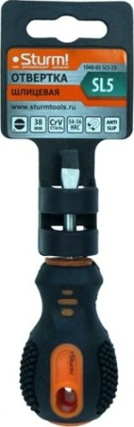 Отвертка шлицевая Sturm 1040-03-SL5-38 магнит. наконечник, 5х38мм Отвертка шлицевая Sturm 1040-03-SL5-38 магнит. наконечник, 5х38мм