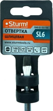 Отвертка шлицевая Sturm 1040-03-SL6-100 магнит. наконечник, 6х100мм Отвертка шлицевая Sturm 1040-03-SL6-100 магнит. наконечник, 6х100мм