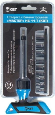 Отвертка Т-образная со сменными головками КВТ "МАСТЕР" 11 предметов НБ-11-Т [78710]