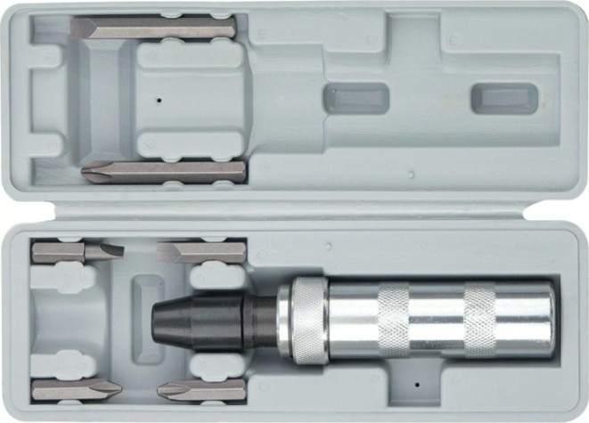 Отвертка ударная MATRIX 1/2", набор бит, 6 шт., в пласт. боксе// [11575]