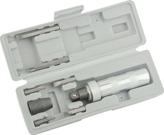 Отвертка ударная MATRIX 1/2", набор бит, 6 шт., в пласт. боксе// [11575]