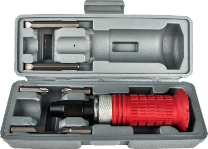 Отвертка ударная Sturm 1040-10-S7 поворотная 1/2" с битами 6шт., обрез. рукоятка