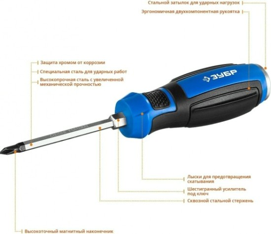 Отвертка ударная ЗУБР ПРОФЕССИОНАЛ PH2x100 мм [25272-2]